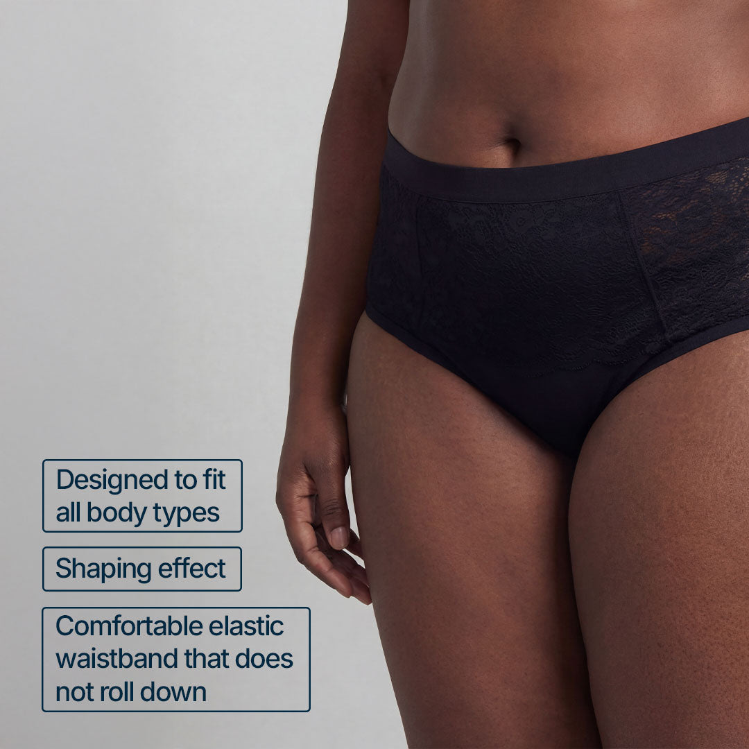 3er-Set Ultra-absorbierende schwarze Inkontinenz-Slips