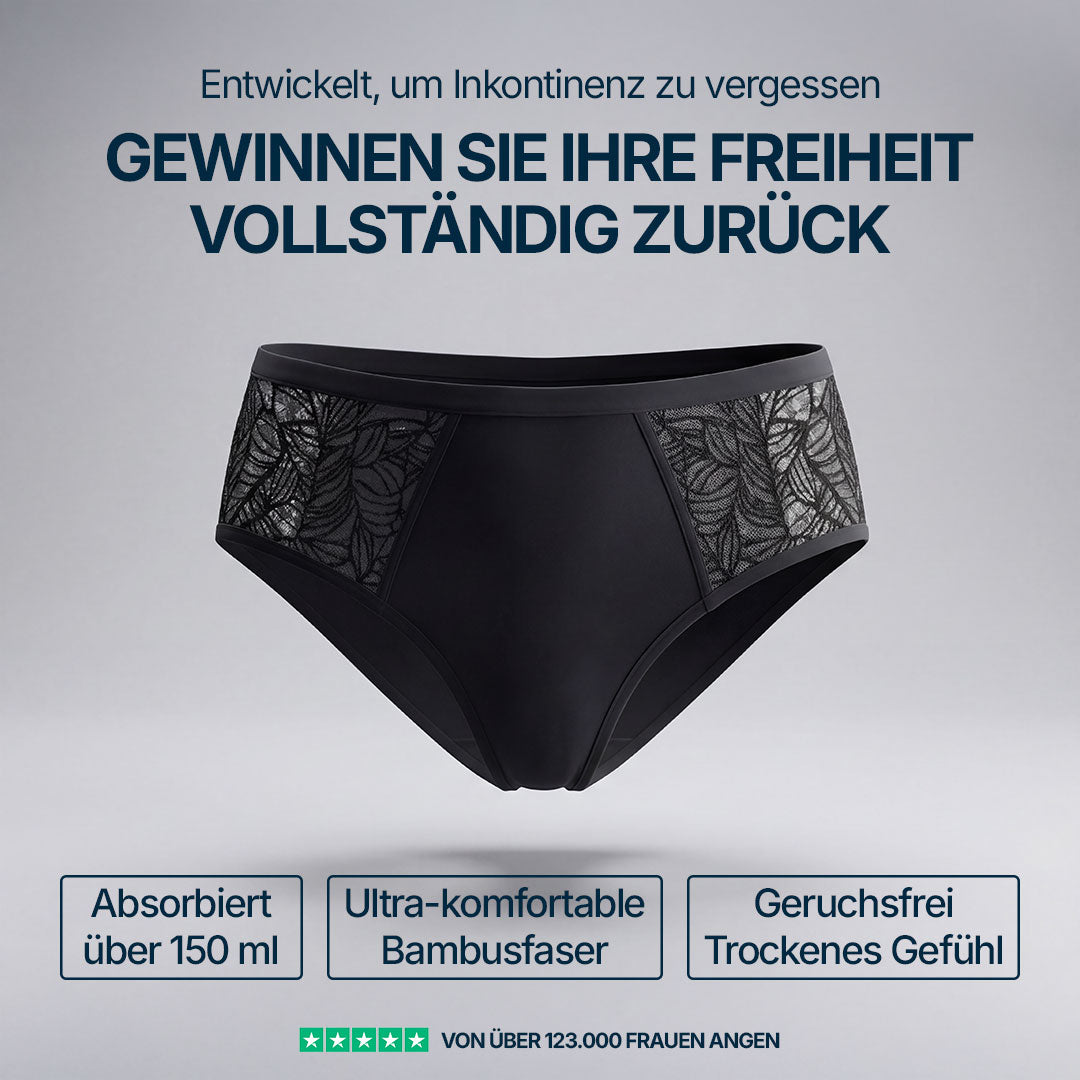 3er-Set Inkontinenz-Slips mit seitlicher Spitze – Detailansicht, saugfähig und diskret bei Blasenschwäche – Orykas