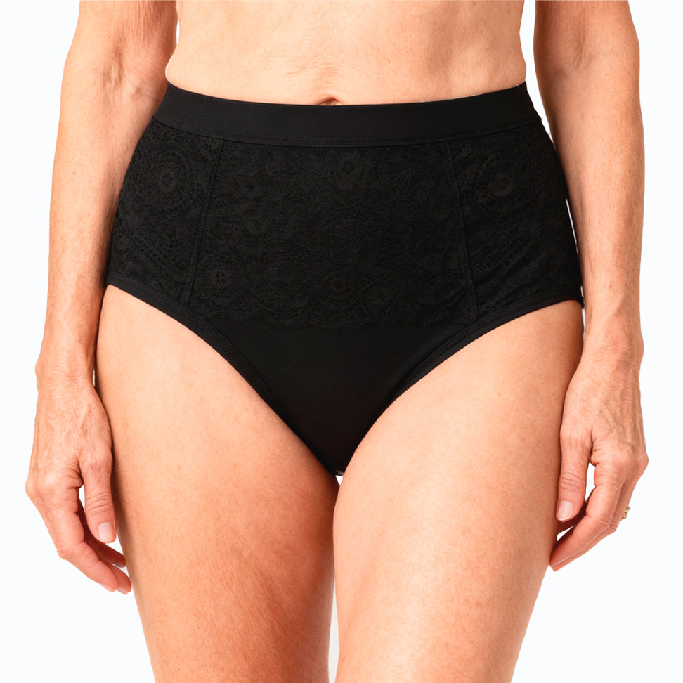 3er-Set Ultra-absorbierende schwarze Inkontinenz-Slips – Pflegehinweise und Materialdetails – Orykas