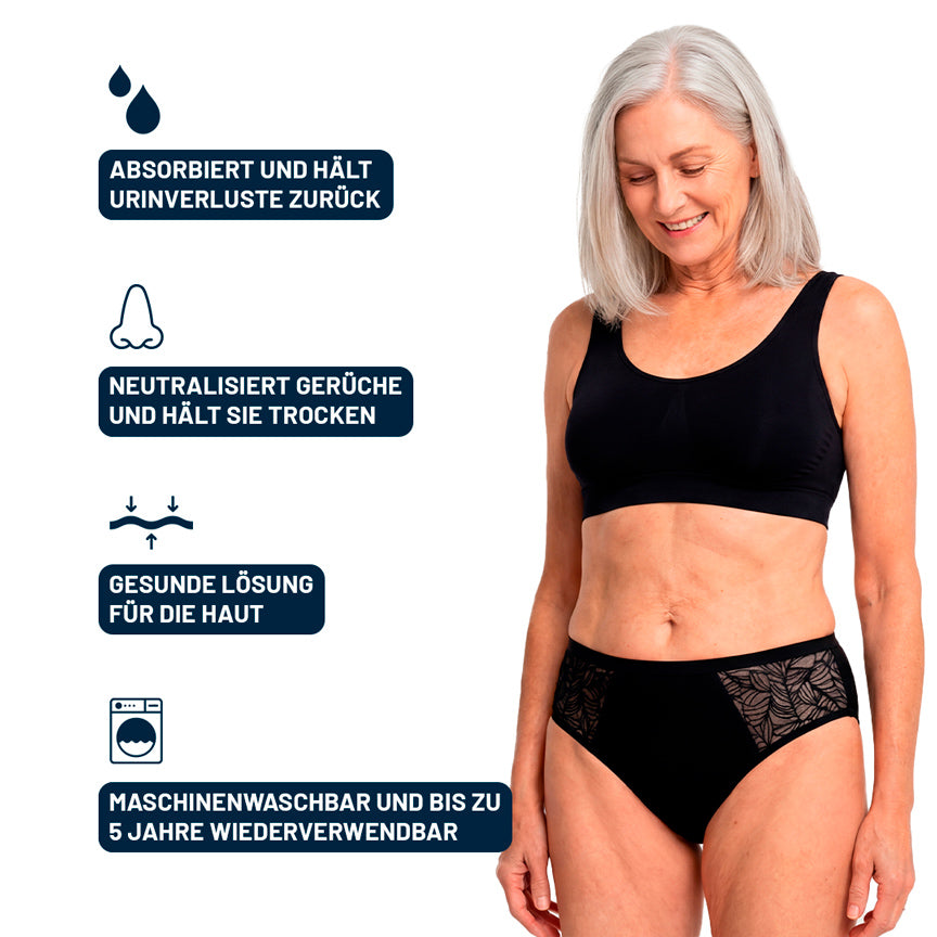 Absorbierender Inkontinenzslip mit Spitze