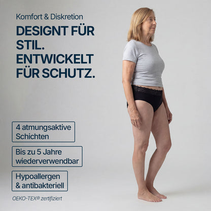 Waschbarer Inkontinenz-Slip für Damen Mit Spitzenbund