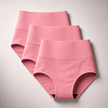 3ER-PACK ROSA AUSLAUFSICHERE SLIPS MIT MITTLEREM BUND