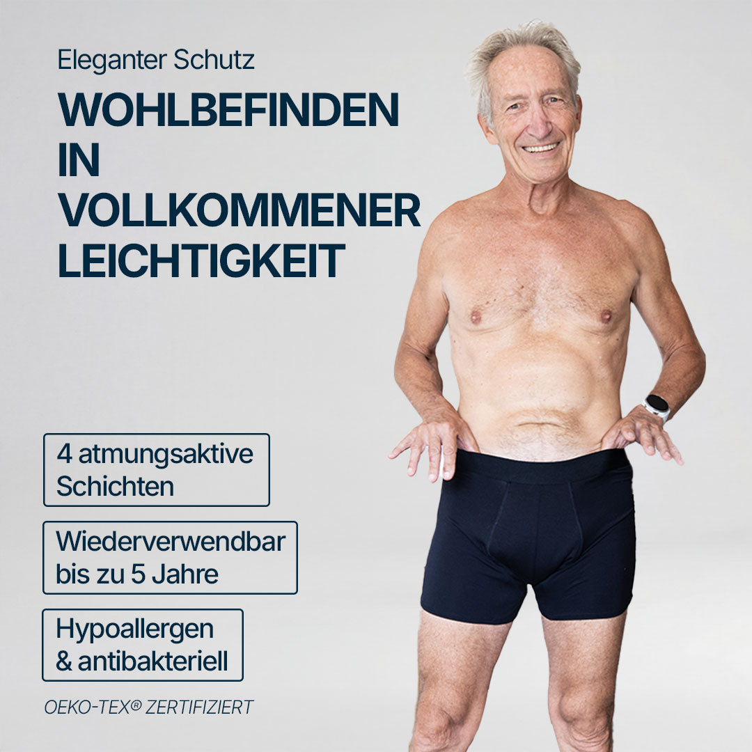 3er-Pack Boxer für Herren bei leichten Blasenverlusten – 7-Lagen-Bambus-Technologie für Inkontinenz – Orykas Deutschland