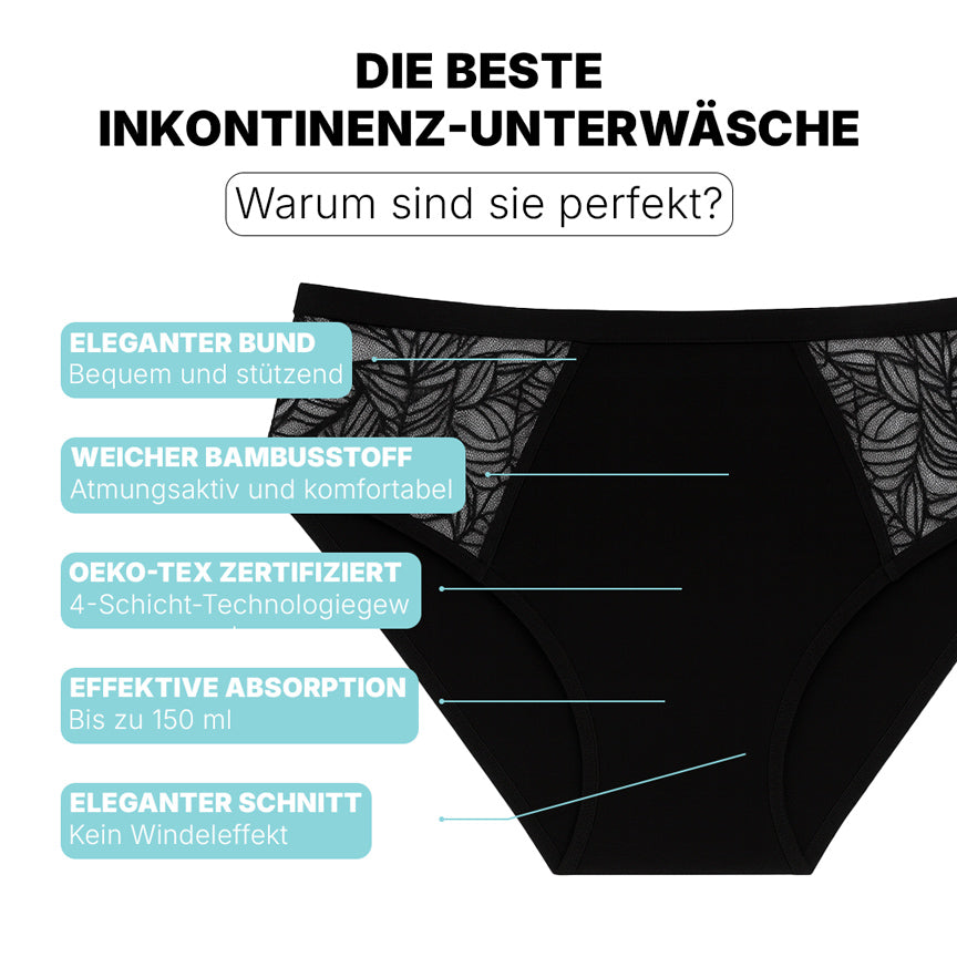 Absorbierender Inkontinenzslip mit Spitze