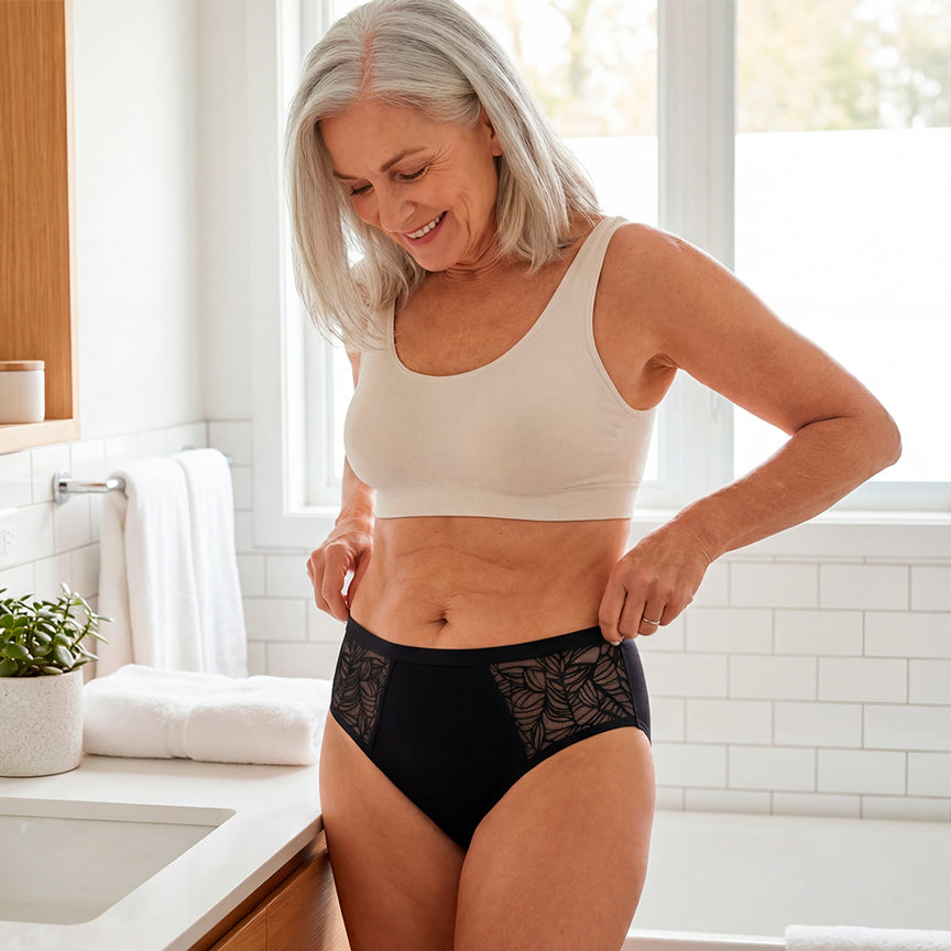 Absorbierender Inkontinenzslip mit Spitze