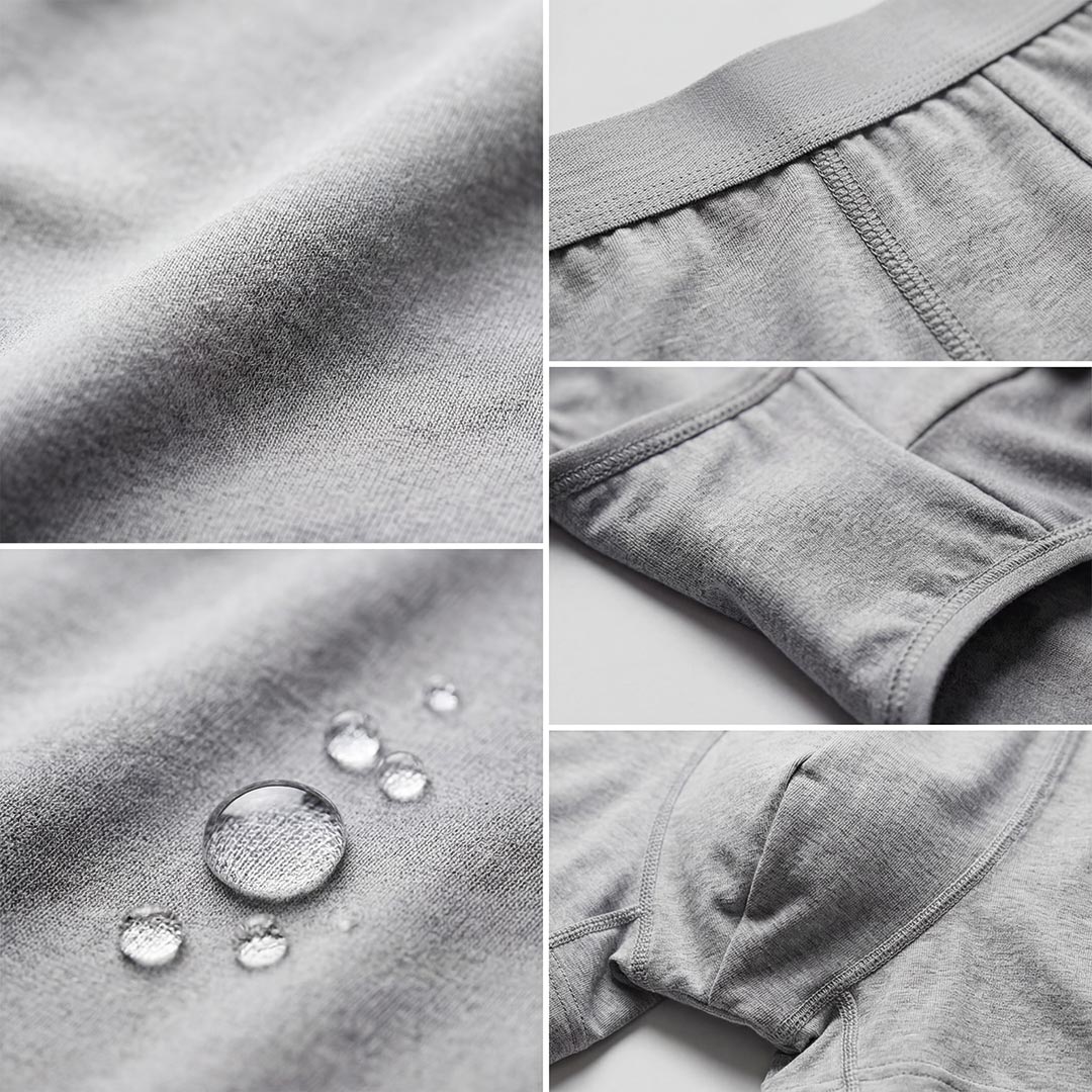 3er-Pack ultra-absorbierende graue Boxershorts – 7-Lagen-Bambus-Technologie für Inkontinenz – Orykas Deutschland